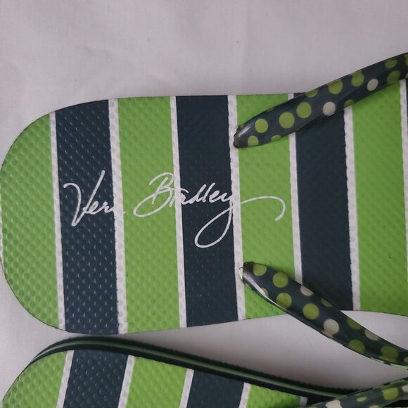Vera Bradley Women's Blue Green White Luck Stripe Flip Flops Size 10 NWOT - Picture 11 of 12